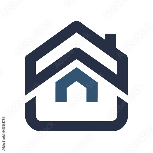 Modern Home Icon with Tech Elements for Real Estate or Smart Home Branding , Stylish, minimalist icon of a house with integrated tech elements, evoking a modern, smart home concept. 