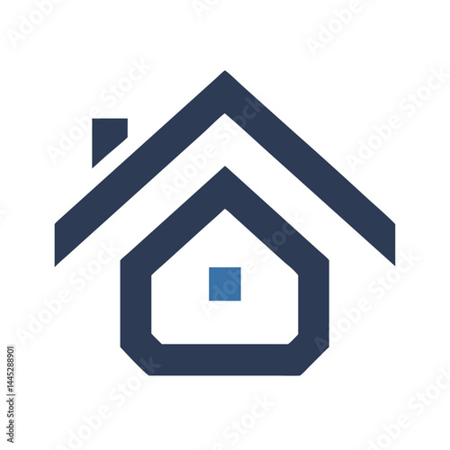 Modern Home Icon with Tech Elements for Real Estate or Smart Home Branding , Stylish, minimalist icon of a house with integrated tech elements, evoking a modern, smart home concept. 