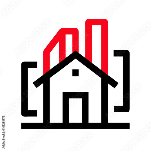 Modern Home Icon with Tech Elements for Real Estate or Smart Home Branding , Stylish, minimalist icon of a house with integrated tech elements, evoking a modern, smart home concept. 