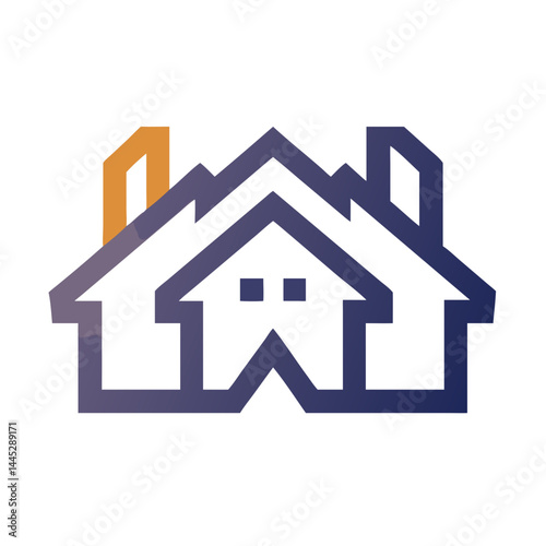 Modern Home Icon with Tech Elements for Real Estate or Smart Home Branding , Stylish, minimalist icon of a house with integrated tech elements, evoking a modern, smart home concept. 