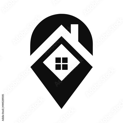 Modern Home Icon with Tech Elements for Real Estate or Smart Home Branding , Stylish, minimalist icon of a house with integrated tech elements, evoking a modern, smart home concept. 