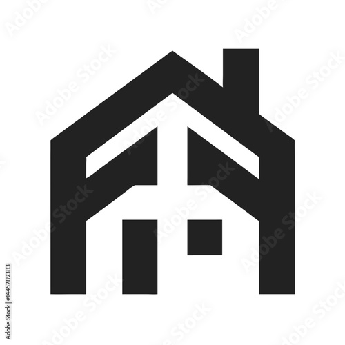 Modern Home Icon with Tech Elements for Real Estate or Smart Home Branding , Stylish, minimalist icon of a house with integrated tech elements, evoking a modern, smart home concept. 
