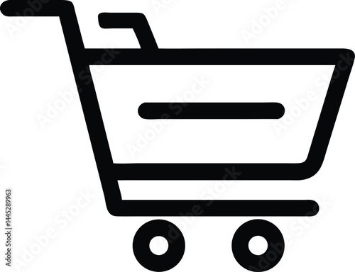 Minimalist Shopping Cart Icon – Black Outline Vector with Clean Lines