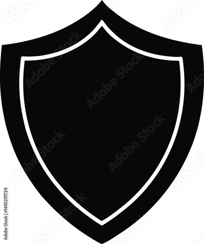 safety shield icon black silhouette vector illustration on transparent background