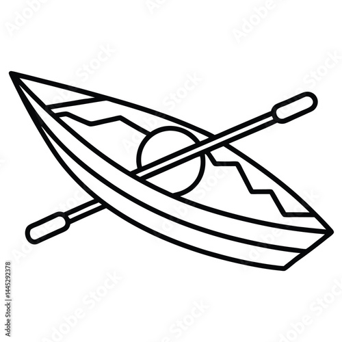 Camping Activities kayaking vector silhouette Line art illustration 