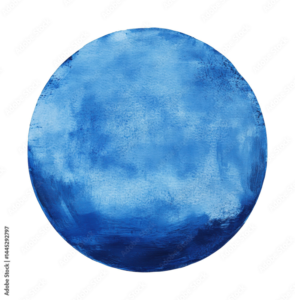 Obraz premium Abstract blue watercolor circle with textured brush strokes