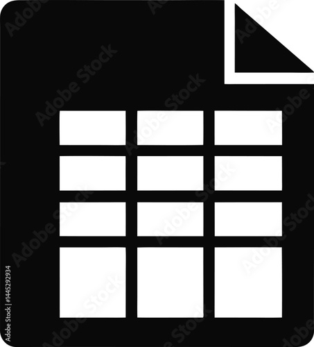 spreadsheet black silhouette vector on transparent background