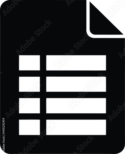 spreadsheet black silhouette vector on transparent background