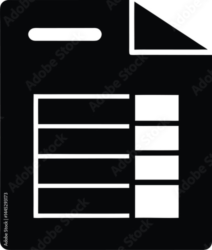 spreadsheet black silhouette vector on transparent background