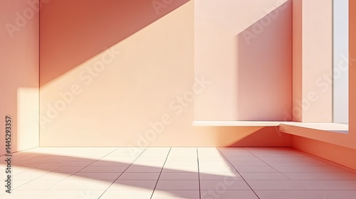 Wallpaper Mural Sunlit Peach Room Minimalist Interior Design. Torontodigital.ca