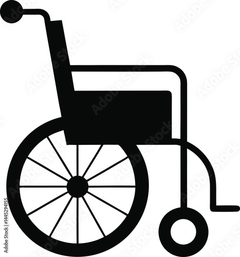 wheelchair black silhouette clipart vector on transparent background