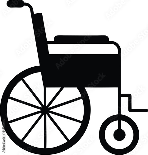 wheelchair black silhouette clipart vector on transparent background