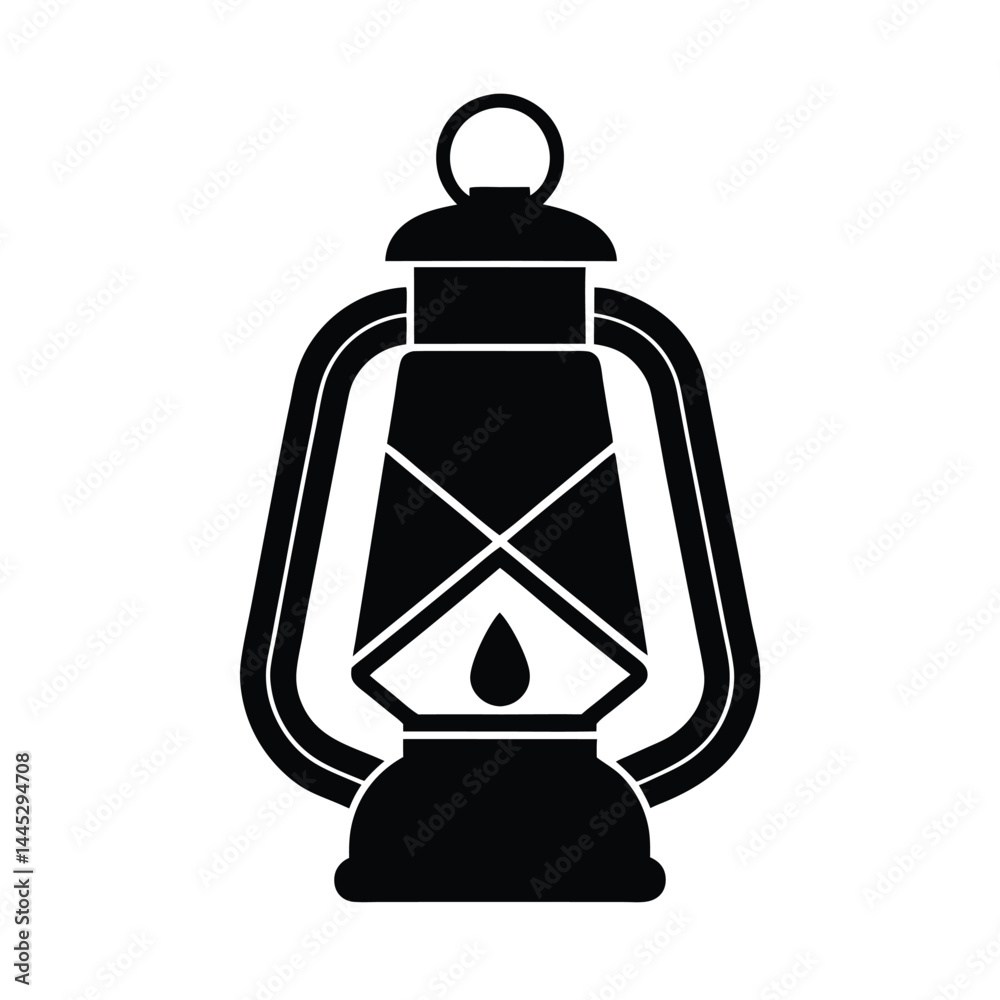 Obraz premium Camp Lantern Glowing Icon Vector Illustration
