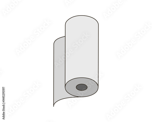 Simple illustration of a roll of paper or film.  Perfect for representing concepts of packaging, production, supply, or new beginnings.