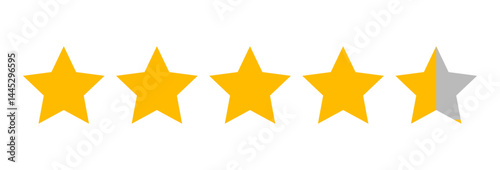 Vector star rating icons for feedback and reviews. Includes 1 to 5 stars, half stars, filled and outlined styles. Perfect for UI/UX, product ratings, reviews, and feedback systems.