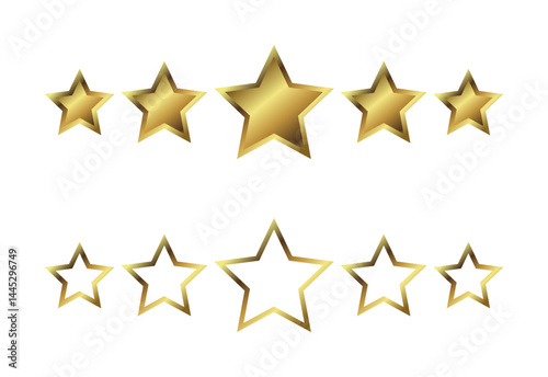 Vector star rating icons for feedback and reviews. Includes 1 to 5 stars, half stars, filled and outlined styles. Perfect for UI/UX, product ratings, reviews, and feedback systems.