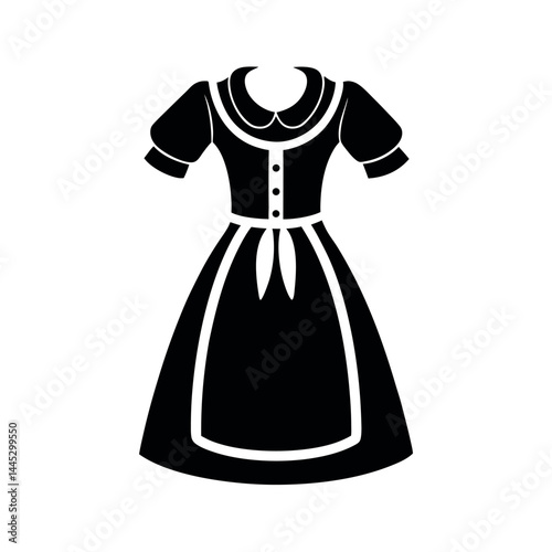 Black Vector Silhouette Peasant Dress