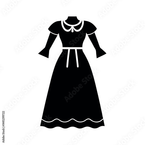 Black Vector Silhouette Peasant Dress