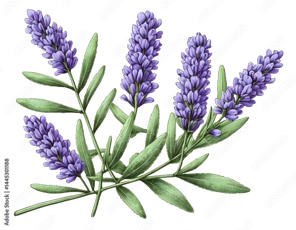 Fototapeta premium Lavender Sprig, Botanical Illustration
