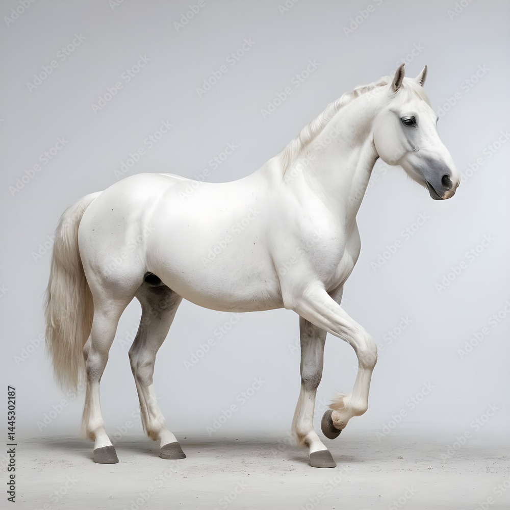 Obraz premium Elegant White Horse in Studio