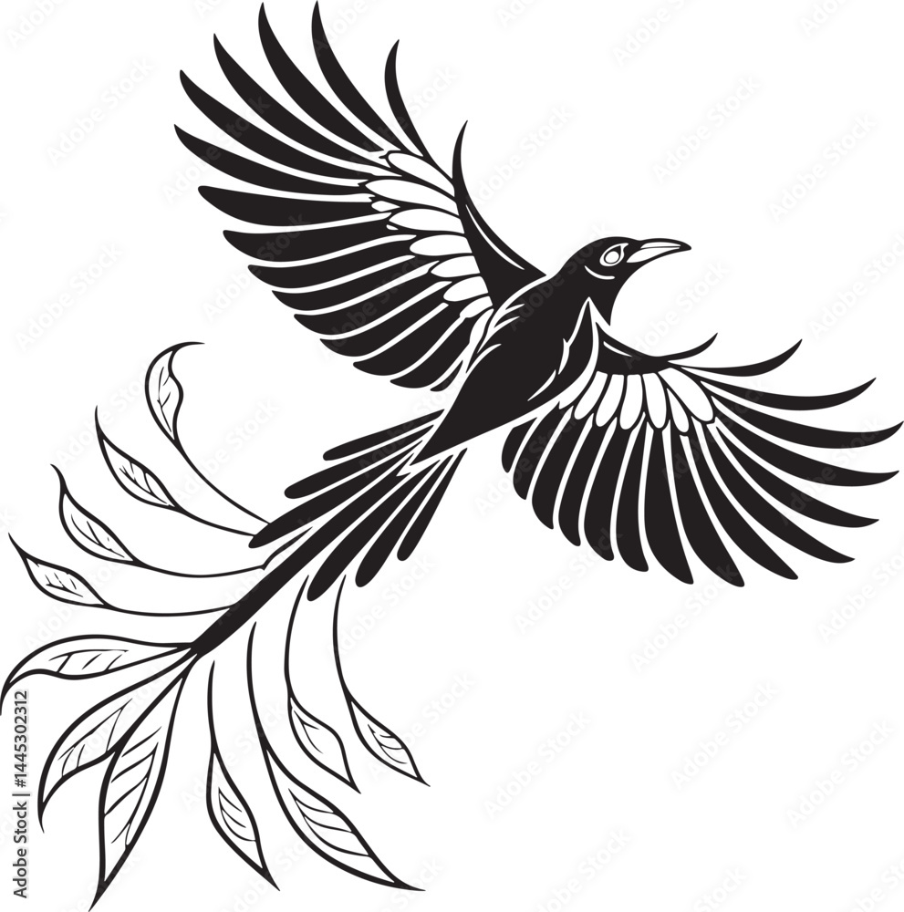 Obraz premium raggiana bird of paradise bird silhouette vector illustration