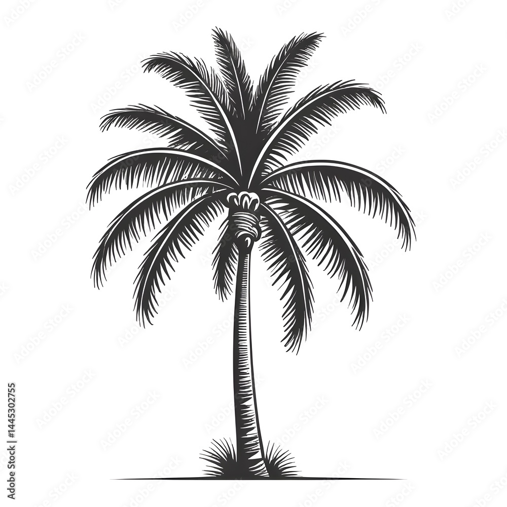 Monochromatic Palm Tree Illustration Monochromatic Palm Tree Illustration