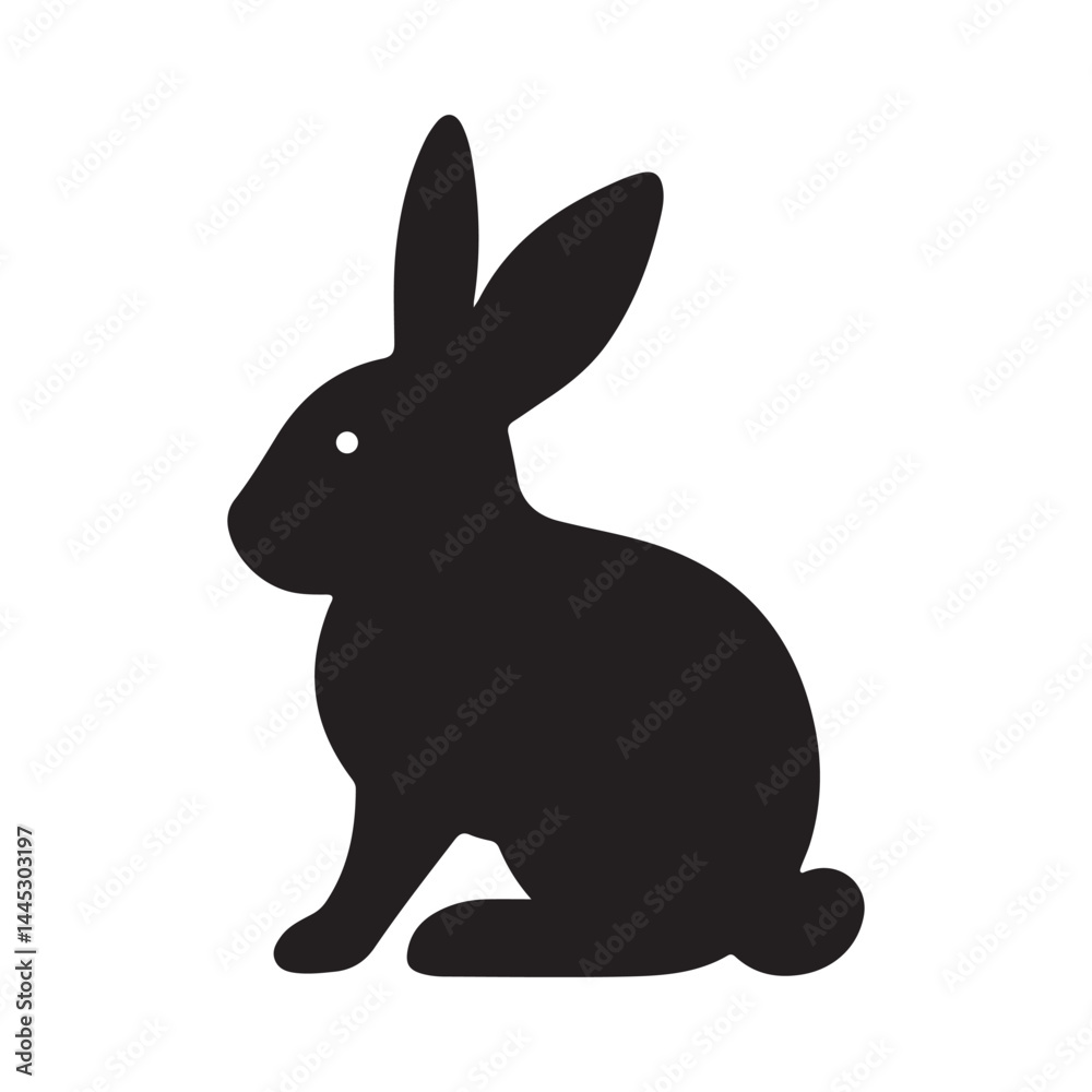 Obraz premium Easter bunny black Silhouette vector illustration 