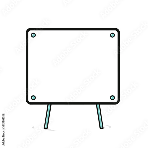 Whiteboard illustration blank sign template for message board presentation and advertising display design