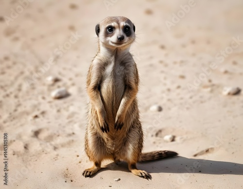 Here's a  and keywords for your meerkat stock photoAlert Meerkat Standing on Sand
