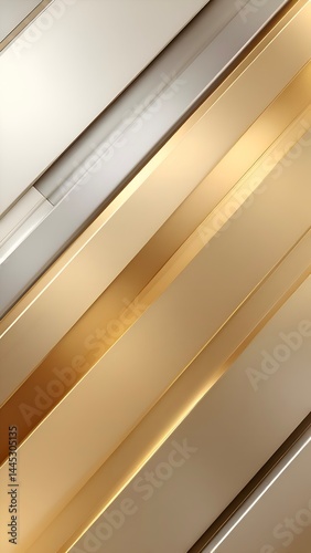 Creating a modern and elegant abstract background, gold and silver diagonal stripes combine to form a luxurious design element, ideal for various creative projects and presentations