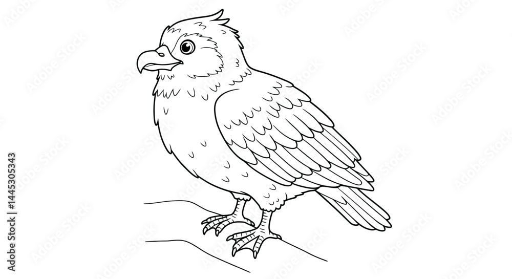 Obraz premium Cartoon Arctic Skua Bird Outline for Childrens Educational Coloring Activity