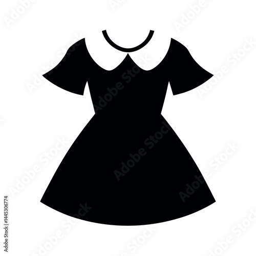 Black Vector Silhouette Peter Pan Collar Dress