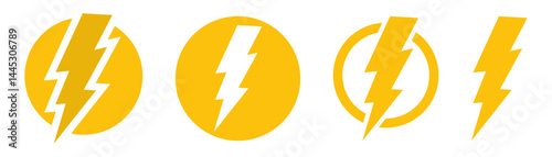 Lightning Bolt Icon Set Vector