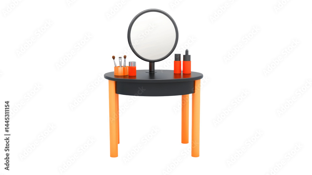 Fototapeta premium Beauty setup at modern makeup vanity home interior design minimalist. Isolated on transparent background, png.