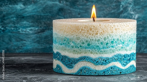 Coastal-inspired candle with textured design