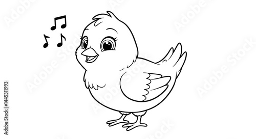 Happy Singing Canary Cartoon Illustration Kids Coloring Page Fun Activity