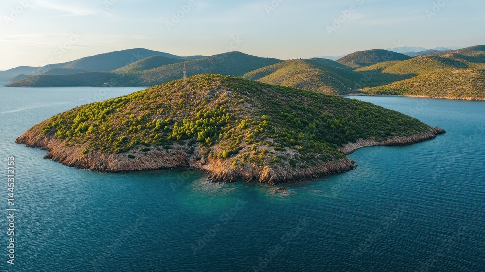 Naklejka premium Serene island in azure waters