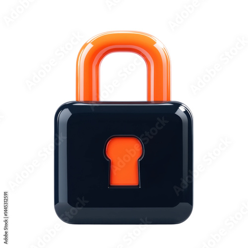 Secure lock icon visual representation digital art modern design. Isolated on transparent background, png.