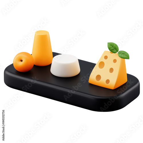 Delicious cheese variety display kitchen food art modern close-up. Isolated on transparent background, png.