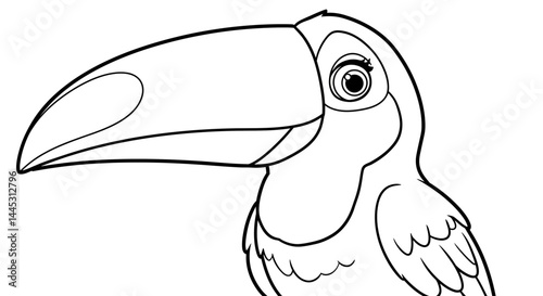 Funny Winking Toucan Cartoon Illustration Kids Activity Coloring Page Fun