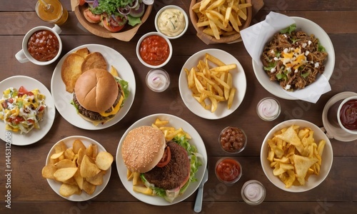 Wallpaper Mural A Delicious Variety of Fast Food on a Wooden Tabletop Surface Torontodigital.ca