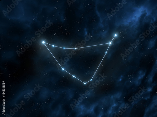 Capricornus constellation in the starry night sky isolated. Stars in outer space. Astrological image of the zodiac sign.