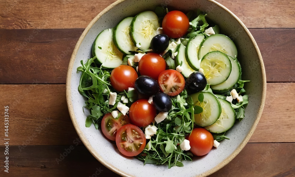 Colorful and Fresh Mediterranean Salad with a Creamy Feta Cheese Touch Colorful and Fresh Mediterranean Salad with a Creamy Feta Cheese Touch