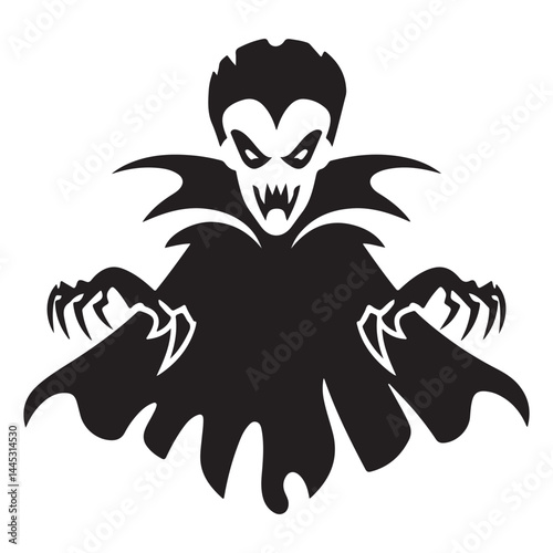 Scary Vampire Ghost Silhouette Vector - Halloween Horror Clipart Design. vampire, ghost, silhouette, vector, scary, horror, halloween
