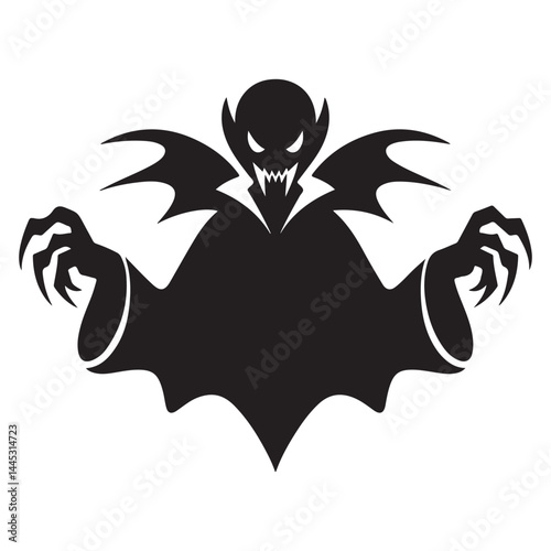 Scary Vampire Ghost Silhouette Vector - Halloween Horror Clipart Design. vampire, ghost, silhouette, vector, scary, horror, halloween