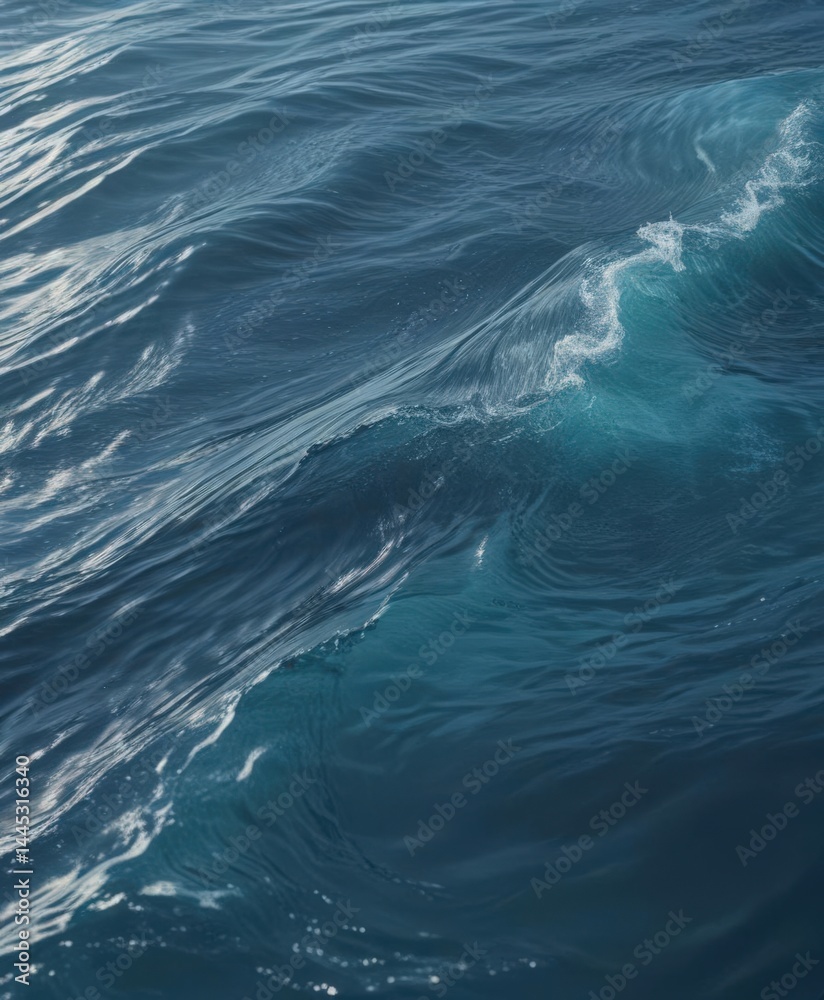 Fototapeta premium Abstract blue water wave texture, flowing ripples and swirls , wave, dynamic