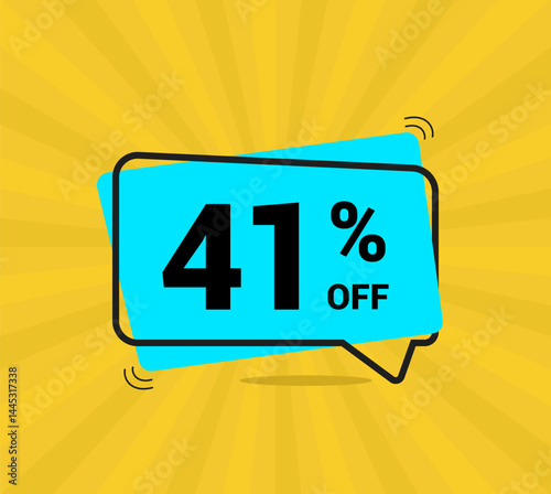 41% OFF sale, forty one percent. Coupon of Discount Price. Discount promotion. Banner for One percent off offers. Yellow and blue Design. Vector illustration.