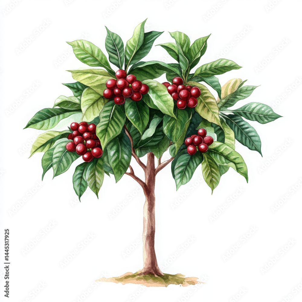 Fototapeta premium Single coffee plant stands vibrant and alive, beauty to behold