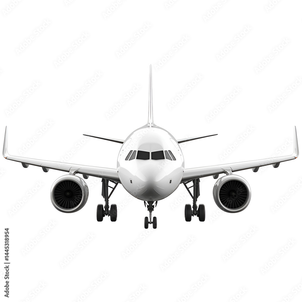 White Airplane Front View Air Travel Flight Journey White Airplane Front View Air Travel Flight Journey