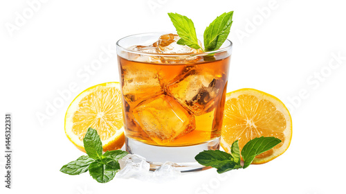 Classic Old Fashioned Cocktail Drink on White Background for Designers and Mixologists